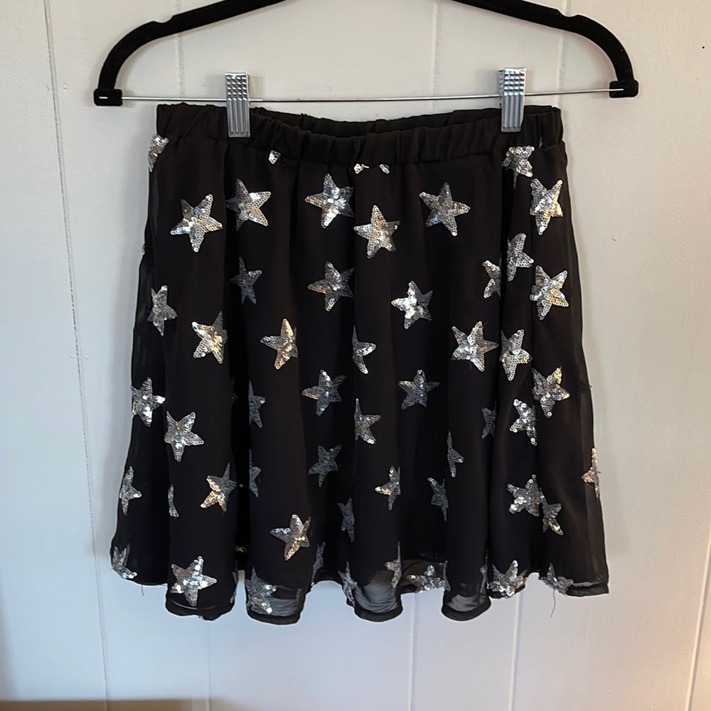Black, Buddy Love, star sequined skirt.